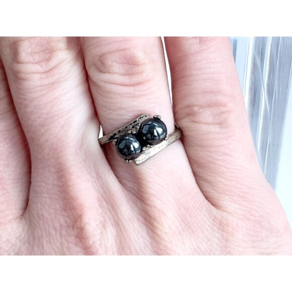 Tahitian Pearl Bead Accented Sterling Silver 925 Vintage Ring - sz 6.25 - Picture 13 of 15